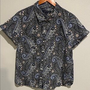 Tommy Hilfiger Blue and Black Paisley Shirt